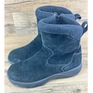 LL Bean Women's Size 8M Black Suede Fleece Zip Warm Winter Boots